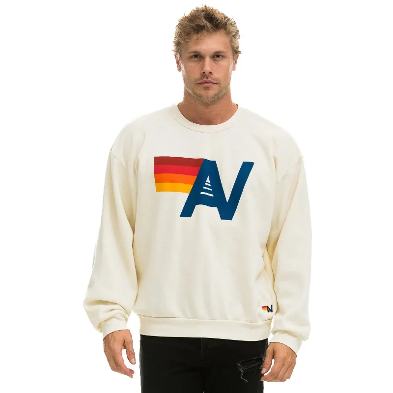 Aviator Nation Logo Crew Sweatshirt Vintage White NEW