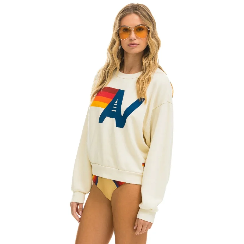 Aviator Nation Logo Crew Sweatshirt Vintage White NEW