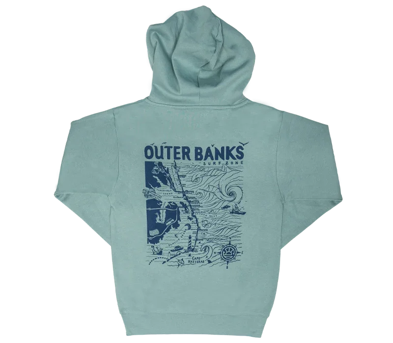 REAL Outer Banks Map Wmn's Hooded Sweatshirt-Agave