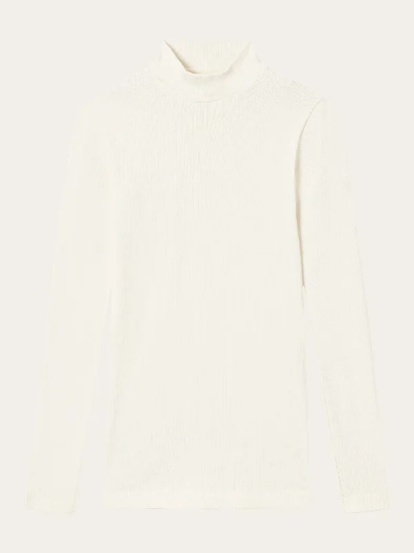 Rib high neck long sleeve - Snow White