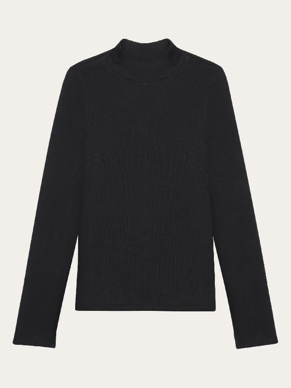 Rib high neck LS - Black Jet