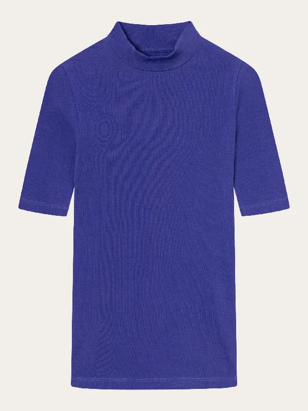 Rib high neck short sleeve - Deep Purple