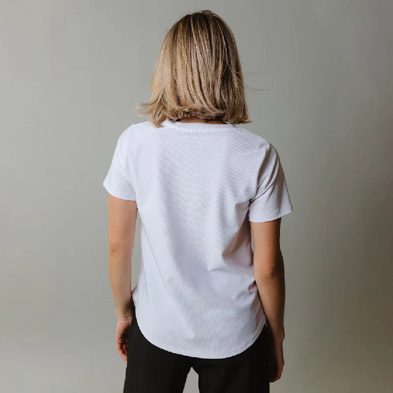 Ribbed Basic Crew Neck Tee, White