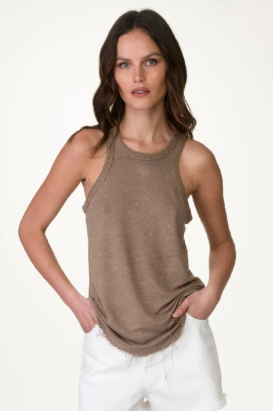 Taupe Linen Halter Tank