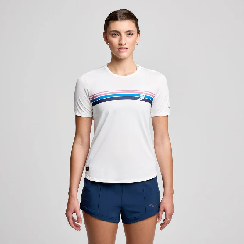 Saucony Stopwatch Graphic Short Sleeve Tee | White Graphic | Womens