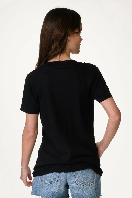 Black Sheer Slub Crew Neck Tee