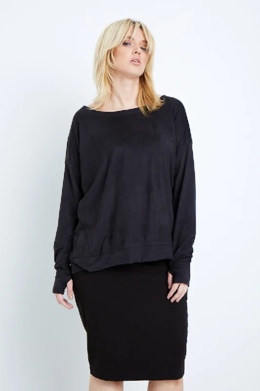 Shegul Valerie Vegan Suede Tee - Black