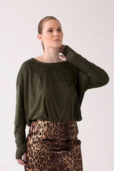 Shegul Valerie Vegan Suede Tee - Olive