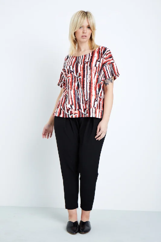 Shegul White Black Red Lava Printed Tee