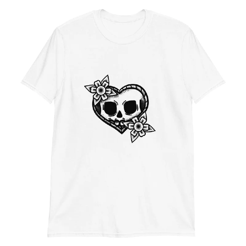 Shull Heart Flowers - Skull T-Shirt