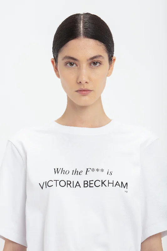 'Who The F*** Is Victoria Beckham' Slogan T-Shirt In White