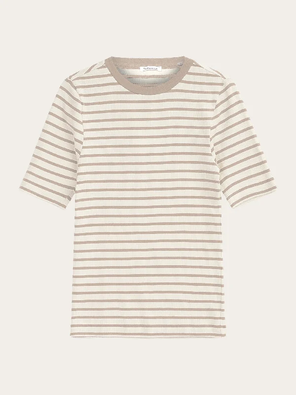 Striped rib t-shirt - Beige stripe