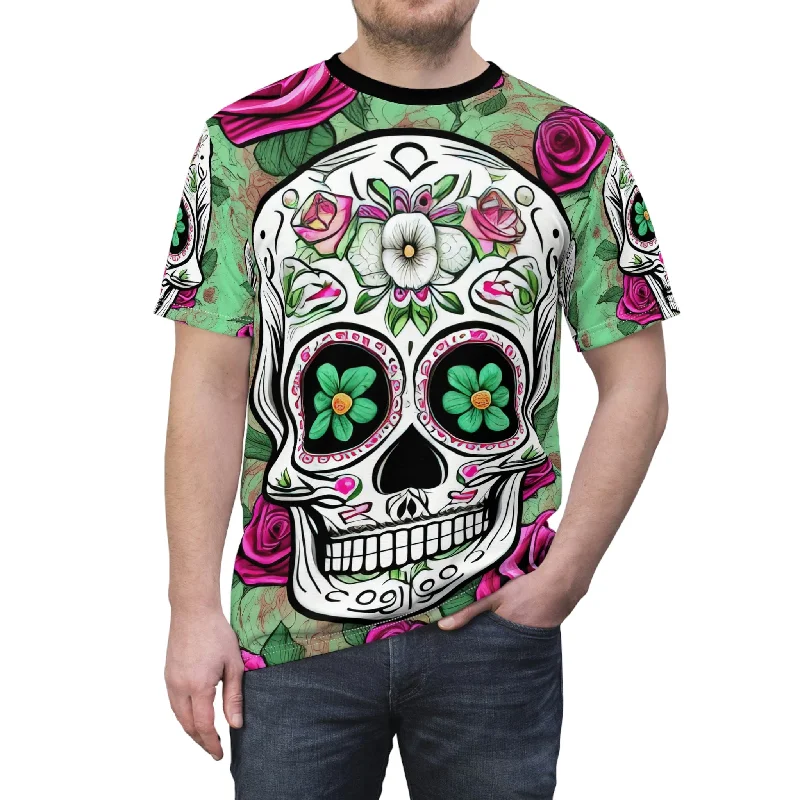 Sugar Skull Green Floral Eyes T-Shirt