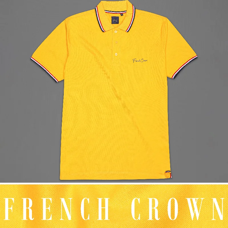 Sunglow Yellow Organic Cotton Mercerised Pique Polo