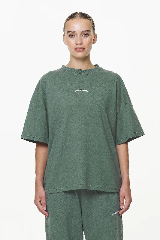 Thames Heavy Oversized Tee Vintage Washed Garden Green