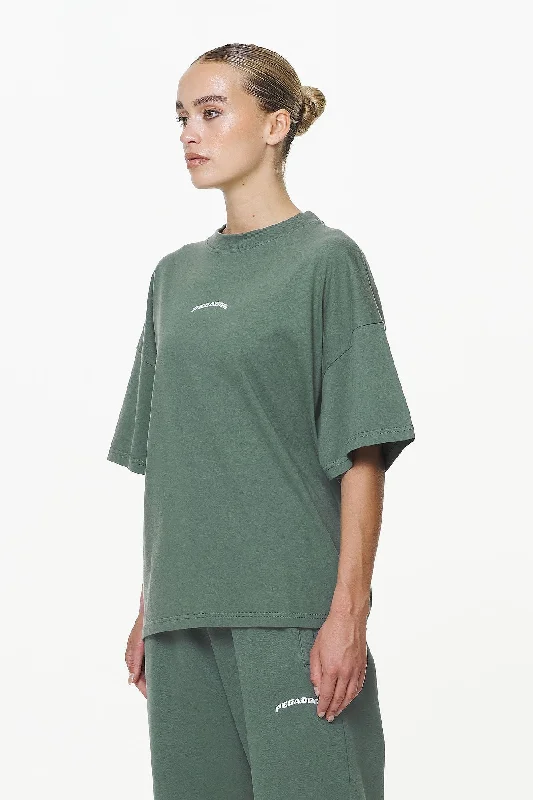 Thames Heavy Oversized Tee Vintage Washed Garden Green