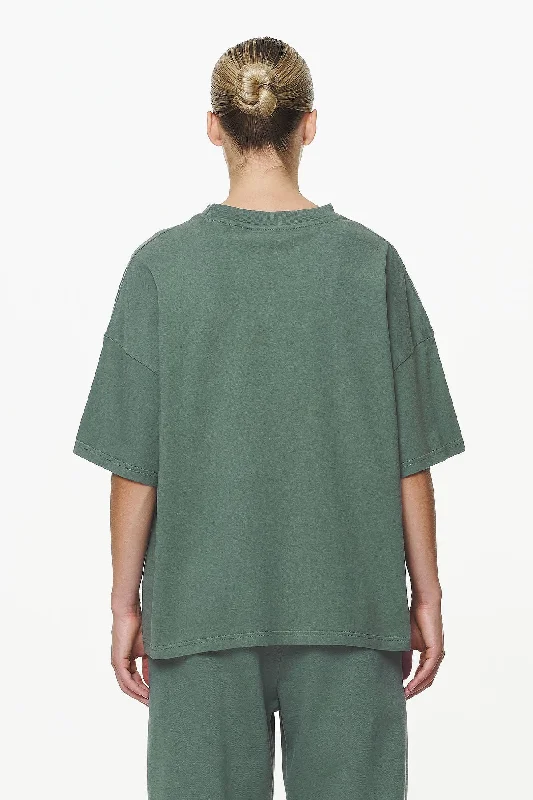 Thames Heavy Oversized Tee Vintage Washed Garden Green