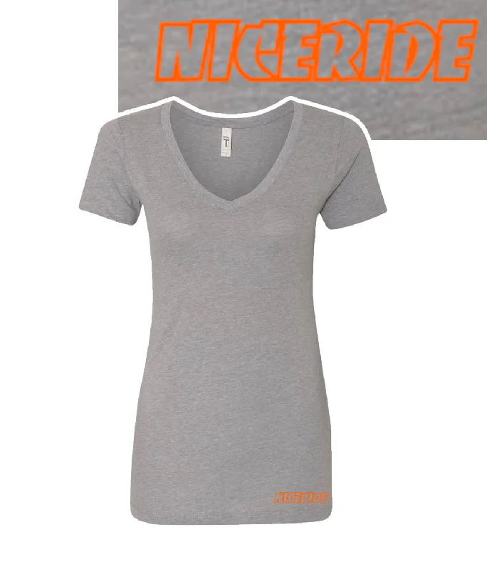 The Valley - Next Level Women's V-Neck Short Sleeve T-Shirt Available In Gray, Black Or White.