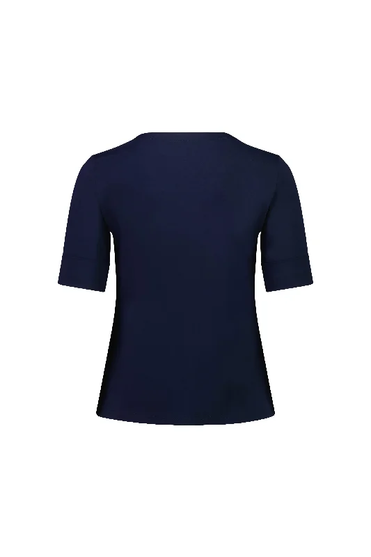 Vassalli V Neck S/S Top - Navy