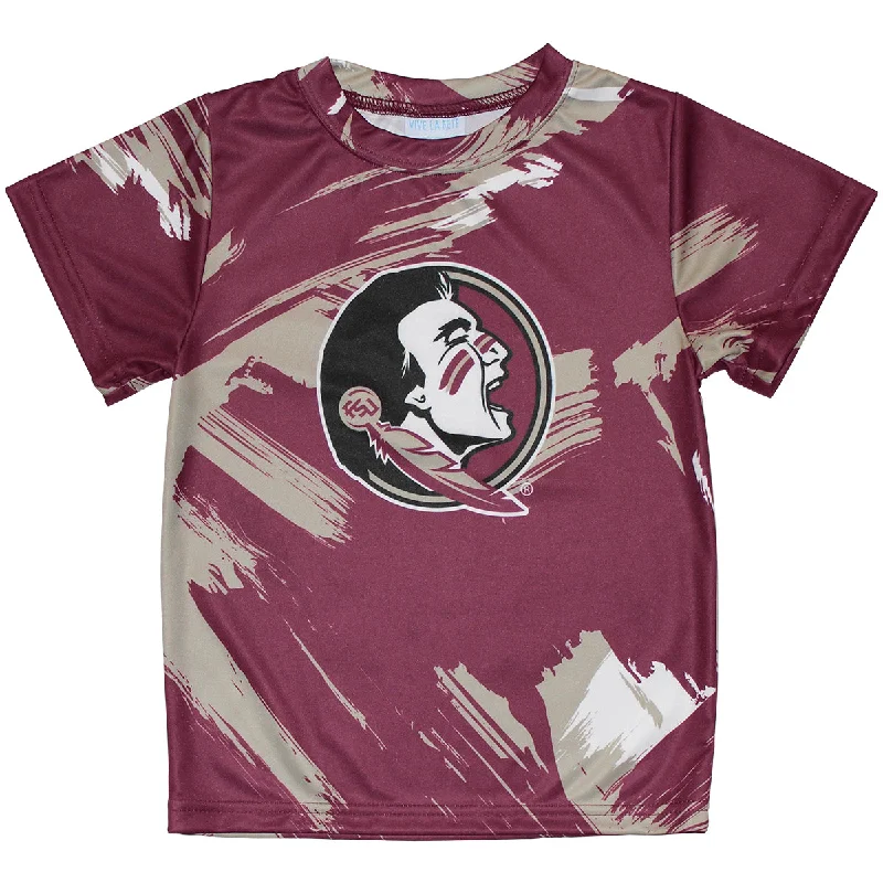 Vive La Fete Kid's Seminole Logo Short Sleeve Sublimated T-shirt - Garnet/Gold