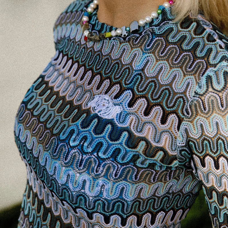 Waves Crochet Crop Long Sleeve (Multi)