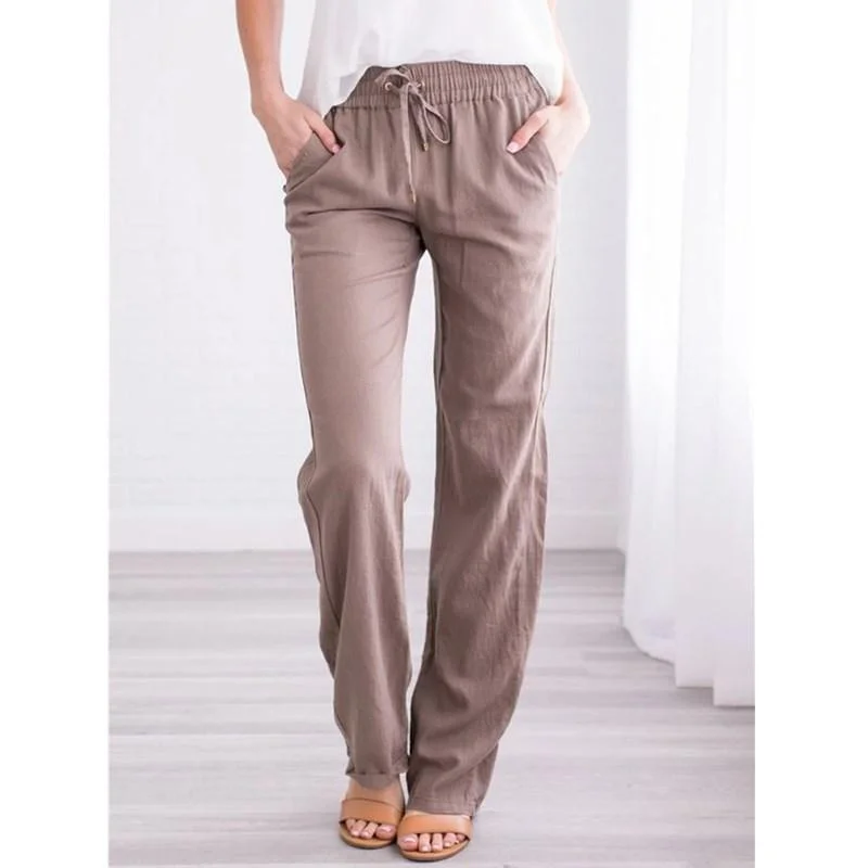 FashionSierra - Women's Elastic Mid Waist Pants