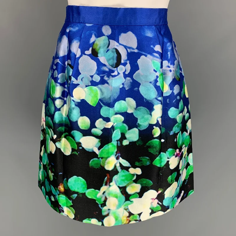 OSCAR DE LA RENTA 2012 Size 4 Multi-Color Silk / Cotton Abstract Skirt Unique unclassified skirts