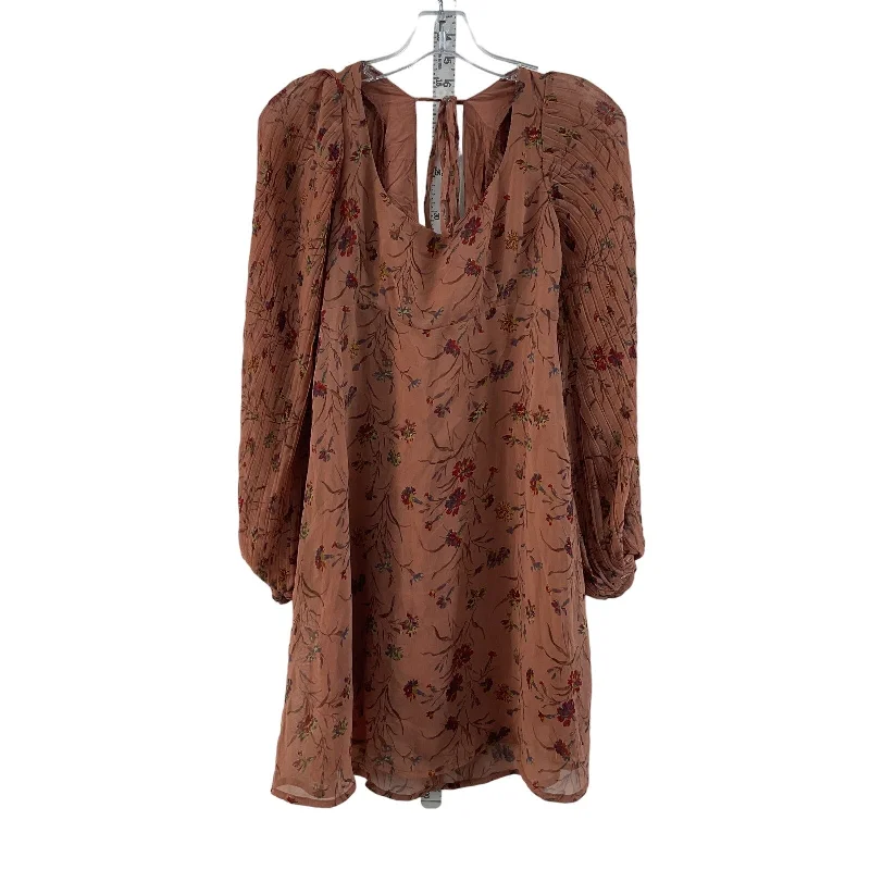 Urban Outfitters Womens Orange Floral Long Sleeve Blouson Dress Size 6 Preowned PrettyLittleThing floral dresses