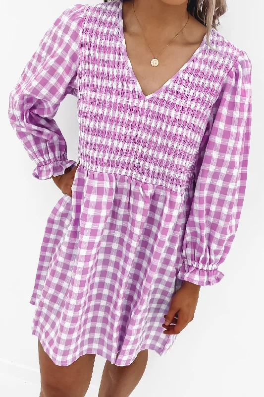 Isabel Mini Dress Lilac--Button-up Mini Skirt