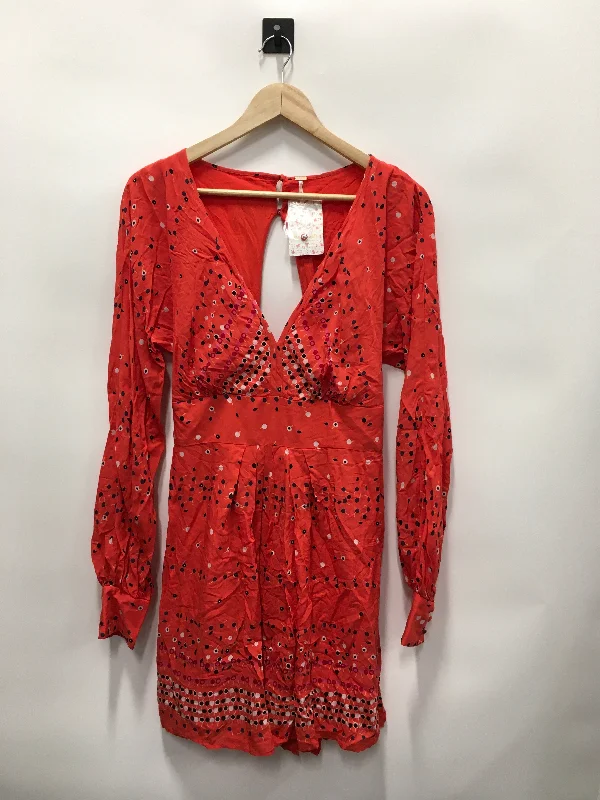 Orange Dress Casual Short Free People, Size M--Casual Skater Skirt