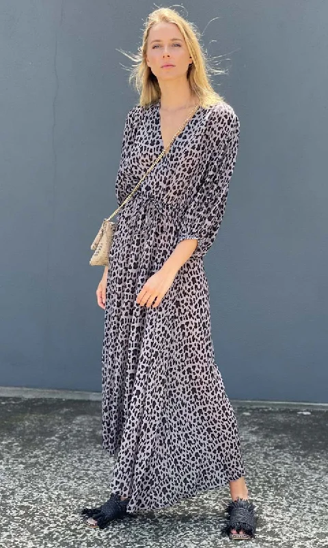 HOSS Atlanta Animal Maxi Dress Pleated A-line Skirt
