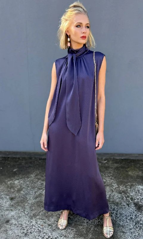 hoss Claudette Maxi Dress - Aubergine Tulle Layered Maxi