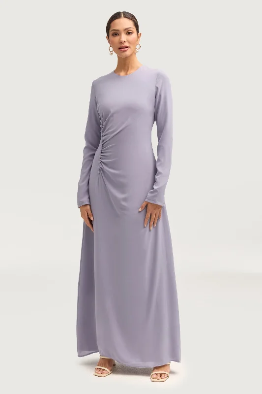Julia Rouched Maxi Dress - Winter Blue Printed Maxi Skirt